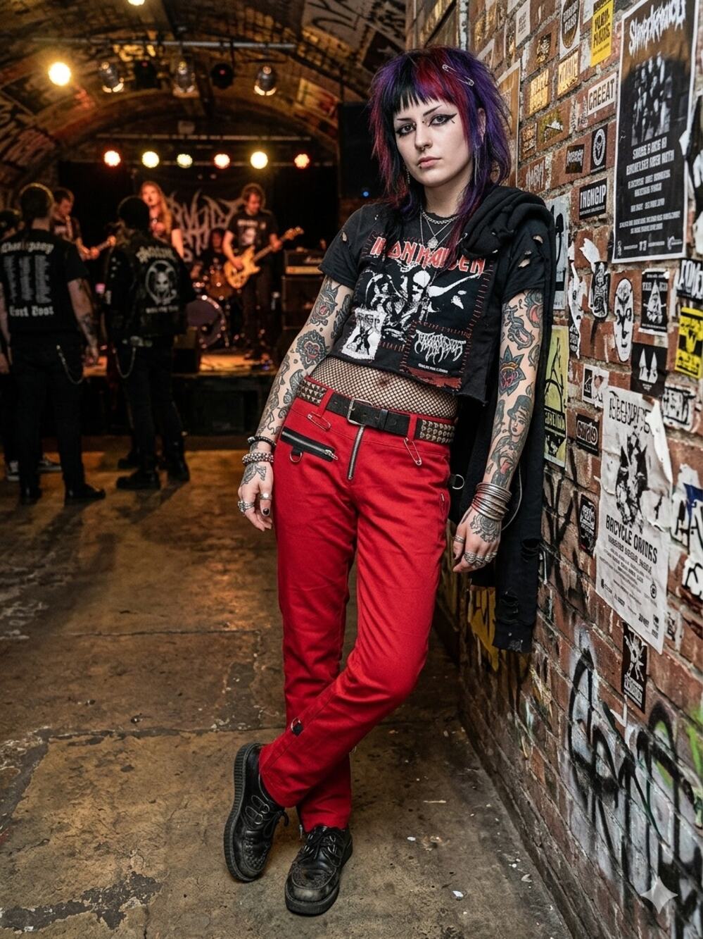 Vintage EC star red punk rock emo goth bondage Trouser pants Women’s Size M